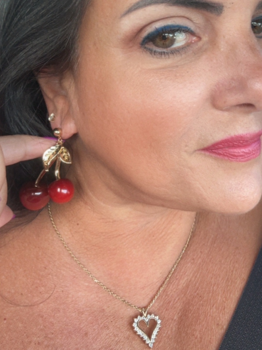 NWT Piper Gold and Red Cherry Drop Earrings 🍒 Matching Necklace in my Closet